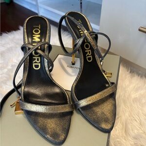 Tom Ford Metallic Black and Gold Heels